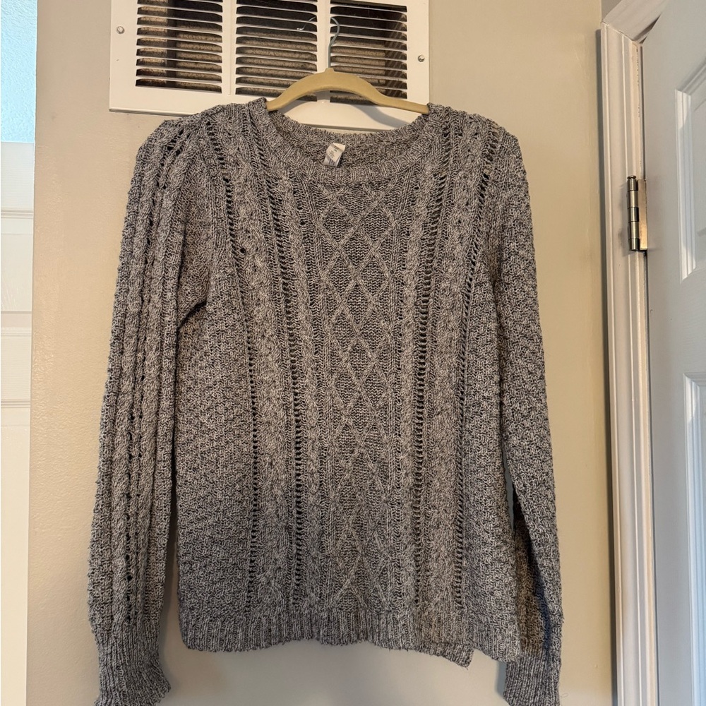 Gray Cable Knit Sweater